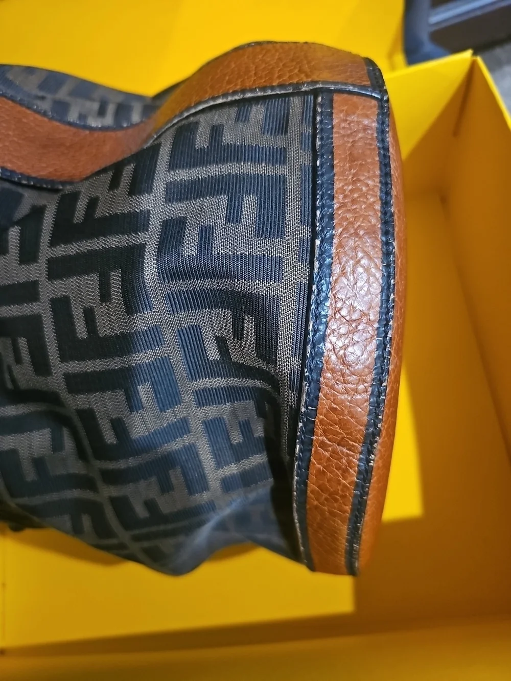 Authentic FENDI Zucca B.Mix Bucket Bag 8BR555 Braided Handle FULL SET Box